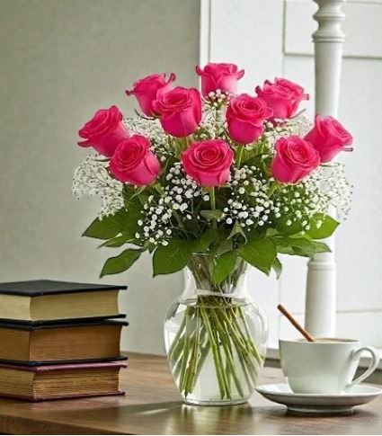 Hot Pink Rose Bouquet Premium Long Stem Roses