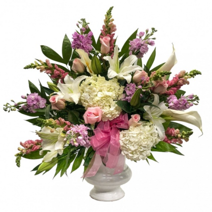Pink and lavender Pedestal arrangement 