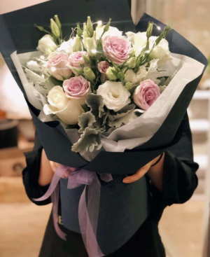 Pink & white Hand tied Bouquet  