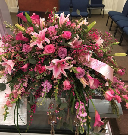 Pinks and Purples Casket Spray Sympathy