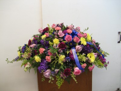 Pinks and Purples Casket Spray