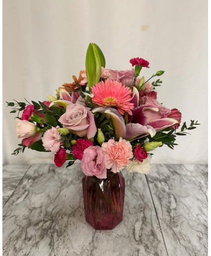 Pinky Promise All pink flowers vased