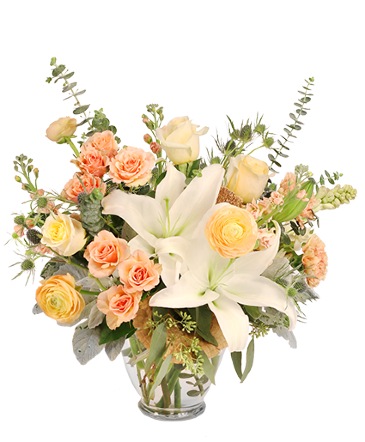 Playful Peach Flower Design  in Jermyn, PA | The Butcher's Wife Floral Co