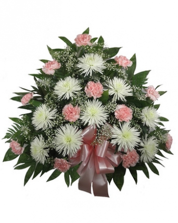 Pleasant Pink and White Funeral Tribute Funeral Container