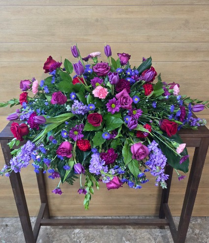 Plum Tribute Casket Spray