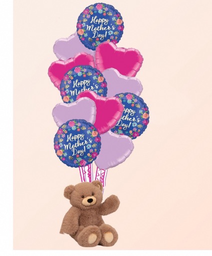 Plush and balloons Mother’s Day balloons and stuffed animal