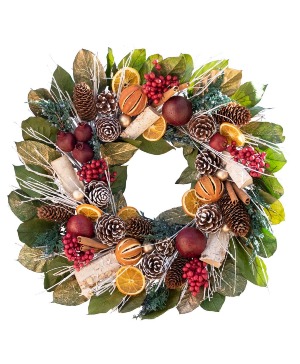 18" Citrus & Pom Wreath Preserved & Dried Botanicals