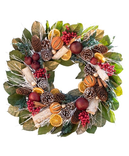 18" Citrus & Pom Wreath Preserved & Dried Botanicals