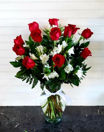 Pop's Dz Red Roses & White Lilies Call Us for todays delivers in Ventura, CA | Mom And Pop Flower Shop