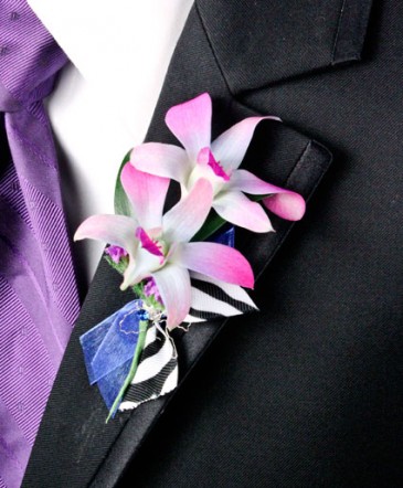 POSH PURPLE ORCHIDS Prom Boutonniere in Albany, NY | Ambiance Florals & Events