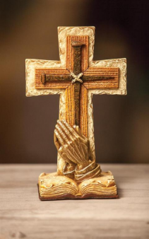 PRAYING HANDS TABLE CROSS 