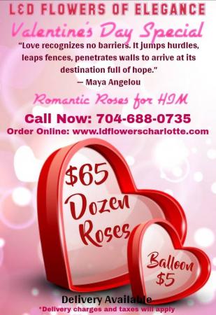 Valentine's Day Special One Dozen Roses w/One Balloon