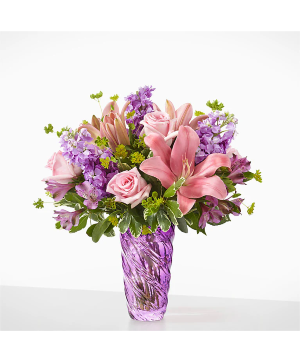 Precious Petals Bouquet with Luxe Swirl Vase EVERYDAY 