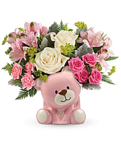 Precious Pink Bear Bouquet Baby