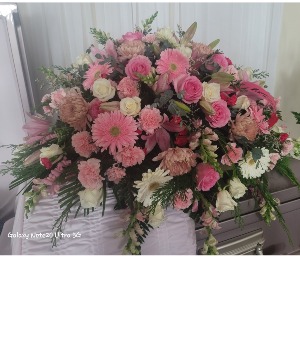 Precious Pinks casket spray 
