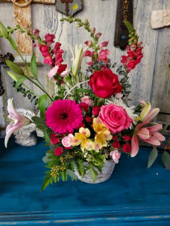 Preciously Pink Basket Arrangement