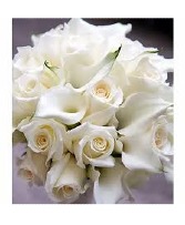 Perfect Pair Bridal Bouquet  White Calla Lily and Rose Bridal Bouquet