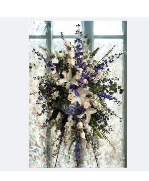 Premium Blue and White Spray Flower Arrangement