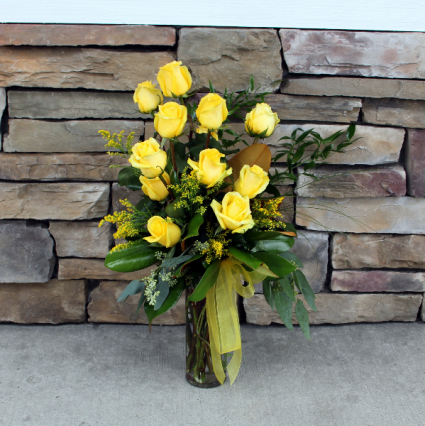 Premium Dozen Roses - Yellow Classic Rose Arrangement
