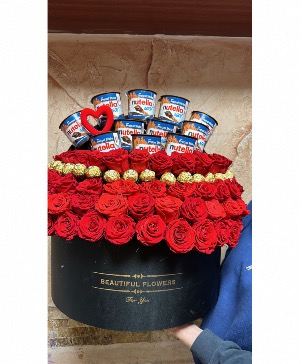 Premium red rose and Nutella  
