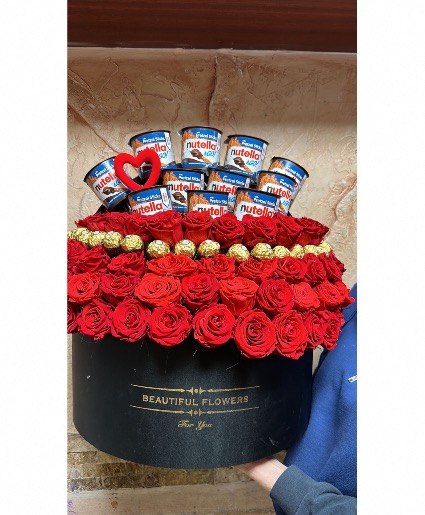 Premium red rose and Nutella  