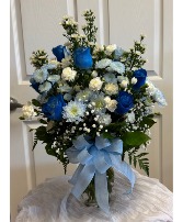 Pretty in Blue Vase Arrangement
