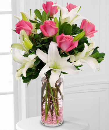 Pretty In Pink Vase Arrangement pink and white