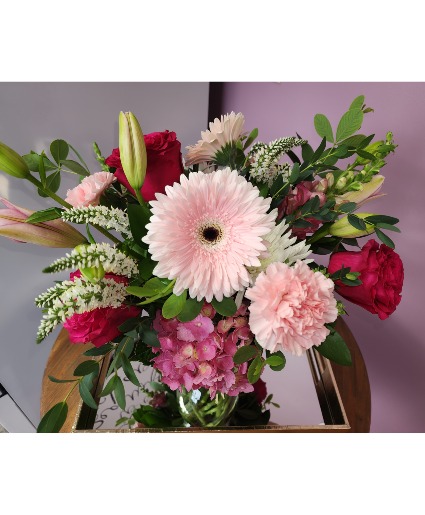 Pretty in Pink  Vased arrangement