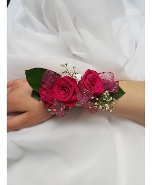 Pretty in pink wrist corsage