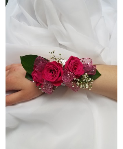 Pretty in pink wrist corsage