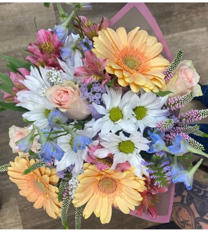 Pretty Pastel Wrapped Bouquet Cut Flowers