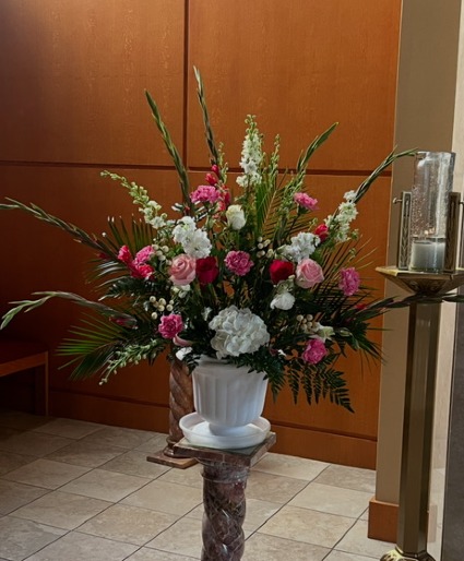 Pretty Pink with Hydrangea  Altar Arrangement
