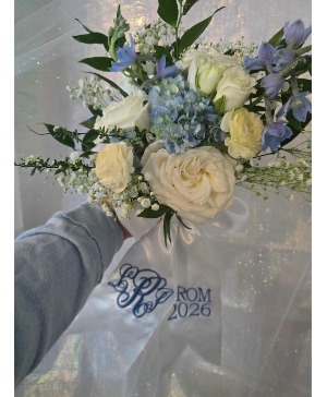 Prom bouquet with Monogram Ribbon  Hand held