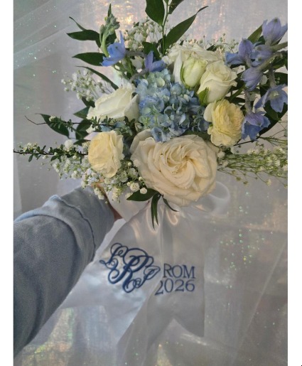 Prom bouquet with Monogram Ribbon  Hand held