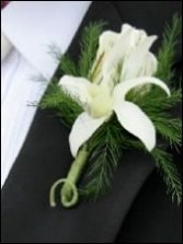 WHITE ROSE & ORCHID Prom Boutonniere
