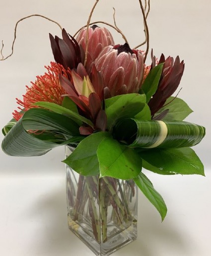 Protea Delight Clear Vase