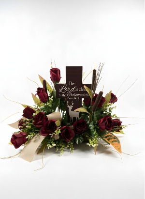 Psalm 34:18 Cross Tribute SS-103  Sympathy Silk Arrangement 