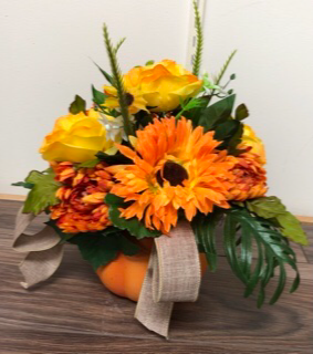 Pumpkin arrangement  Artificial in ceramic pumpkin