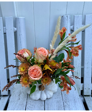 Pumpkin Peach Floral Arrangement