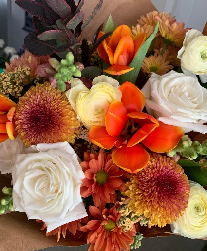 Pumpkin Pie  Wrapped bouquet 