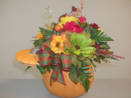Pumpkin  Silk or fresh flowers