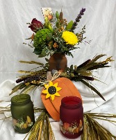 Pumpkin Spice Mason Jar Fall Arrangement