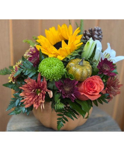 Pumpkin Surprise Sunflowers and Rose's 