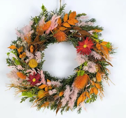 PURE NATURAL DRIED FLOWERS (1) WREATH  SIZE-30 CM