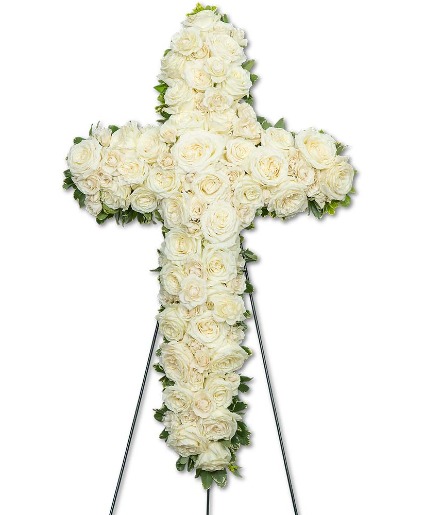 Pure Serenity Cross Flower Arrangement