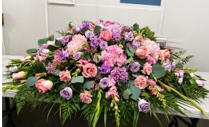 PURPLE AND PINK CASKET CASKET