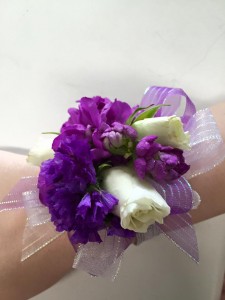 Purple and White Corsage
