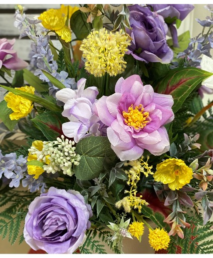Purple and Yellow Silk Sympathy Basket