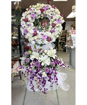 Purple Blossom Standing Wreath 