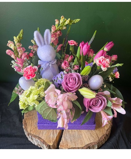Purple Bunny Box Gift Arrangement